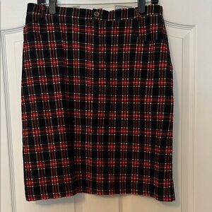 Pendleton Black and Red Plaid Pencil Skirt size 14 L 22”